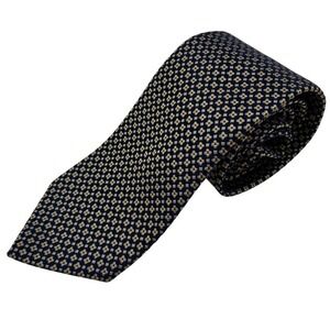 Brooks Brothers Men's Blue Gold Silk Tie With Gold Geometric Pattern Made in USA